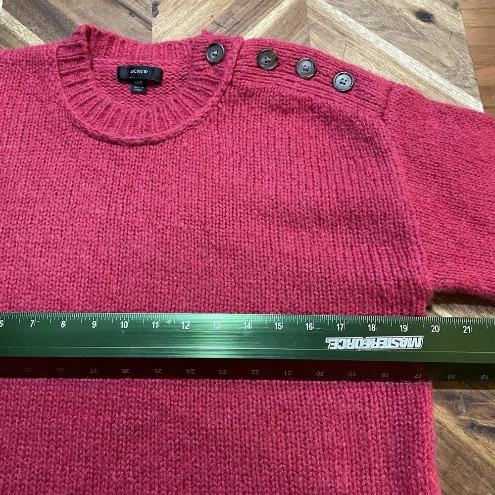J Crew Sweater Alpaca Wool Magenta Button Shoulder Fuzzy Sweater Size XXS‎ Soft